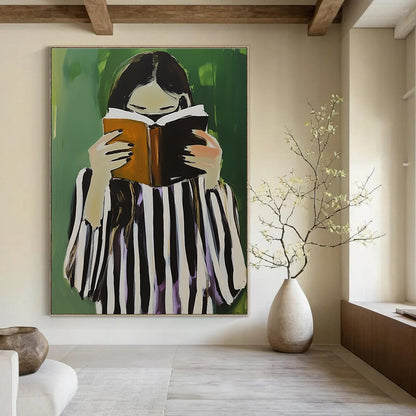 Girl Reading with Book for Cozy Reading Nook & Literary - Themed Café STSC1258