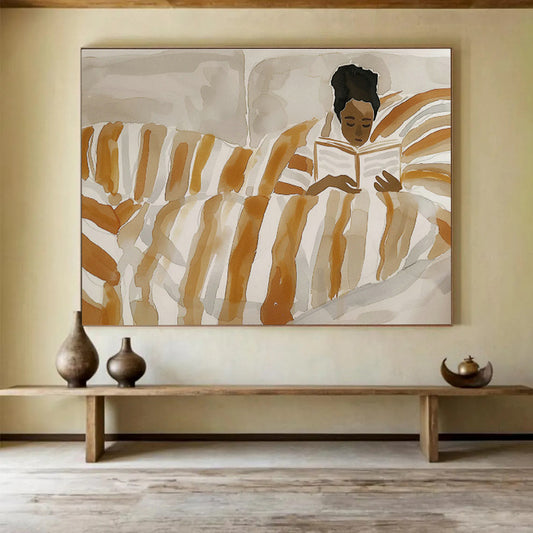 Reading in Bed Figure Art for Cozy Home Library Corners DLZ2614