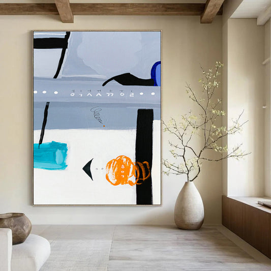 Light Blue - Gray Abstract Art for Minimalist Office & Home Library DLZ1106