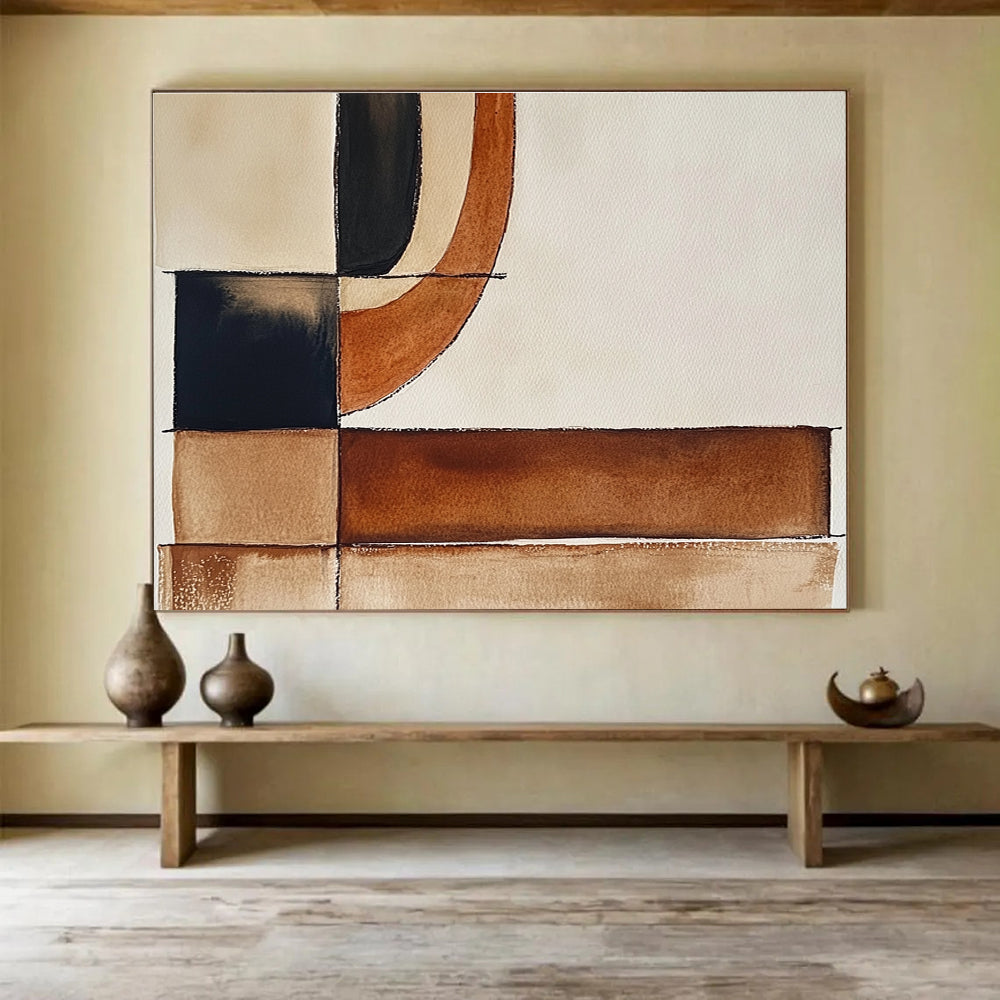 Earth - Tone Geometric Shapes Art for Rustic - Chic Café & Bohemian Home SC394