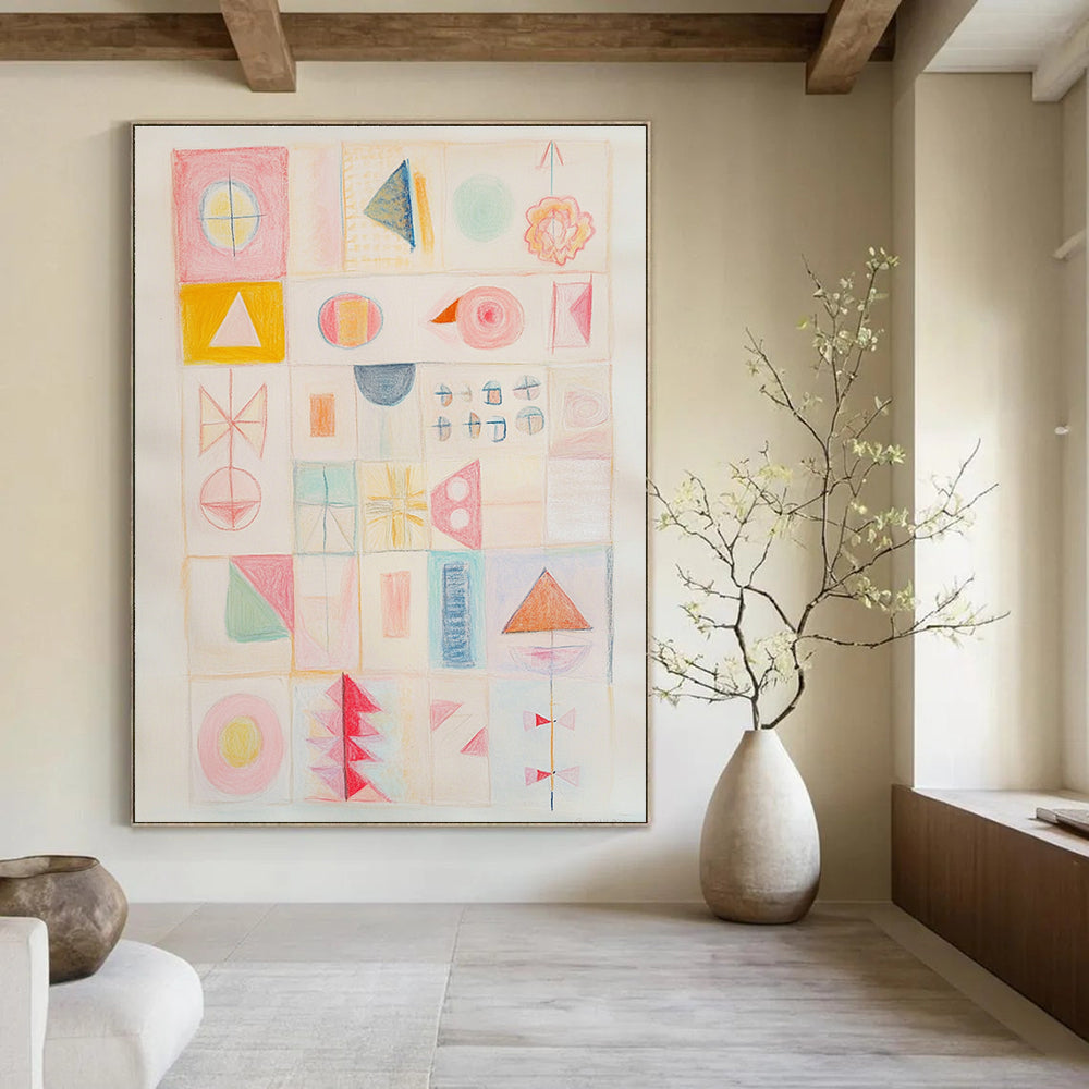Pastel Geometric Shapes for Minimalist Nursery & Soft - Toned Art Gallery STSC985
