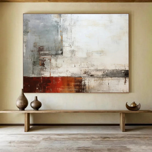 Gray - White - Red Abstract Art for Industrial - Style Dining Areas DLZ2427