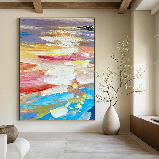 Vivid Seaside Abstract Painting for Beachfront Resort Lounge & Nautical - Themed Home Office DLZ1601