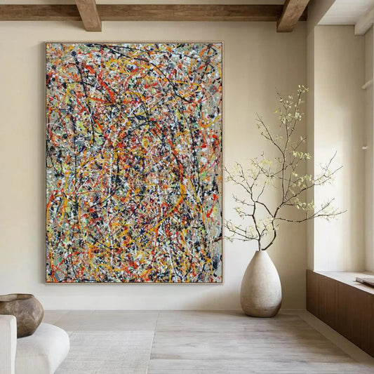 Pollock - Style Abstract Art for Creative Agency Breakroom & Eclectic Art Bar DLZ1573