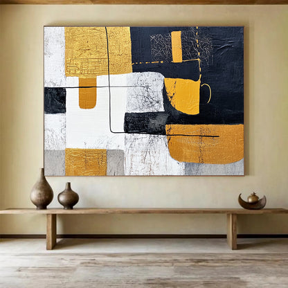Geometric Abstract with Gold Art for Luxury Condo Living Room & High - End Art Gallery SC266