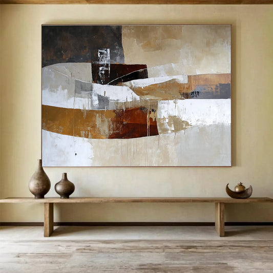 Earth - Toned Abstract Blocks Art for Minimalist Office & Industrial - Chic Café SC321