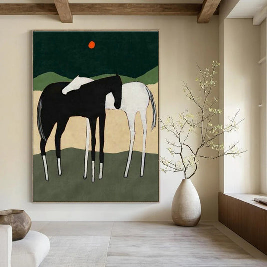 Folk - Inspired Horse Art for Country Farmhouse & Western Art Gallery DLZ1419