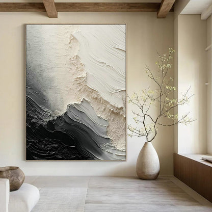 Black - White - Gray Textured Art for Industrial - Style Café Walls DLZ0117