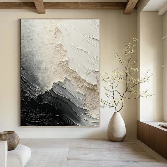 Black - White - Gray Textured Art for Industrial - Style Café Walls DLZ0117