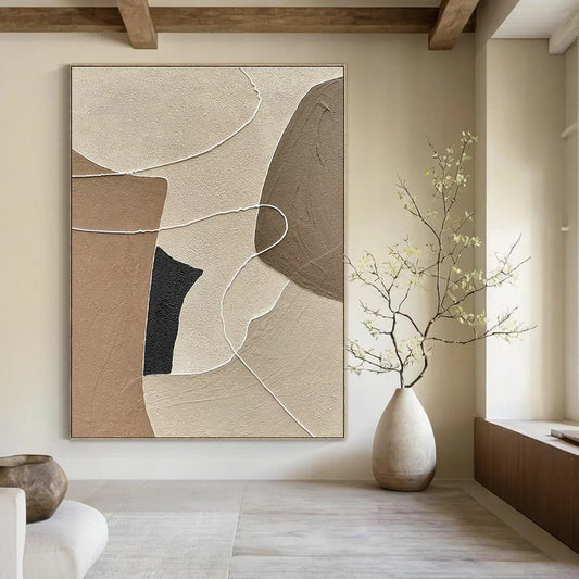 Earth - Toned Abstract Collage Art for Minimalist Living Room & Neutral - Toned Office DLZ1320