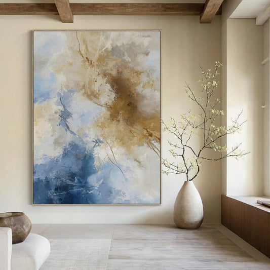 Blue - Brown Blended Abstract Art for Living Room & Studio DLZ0402