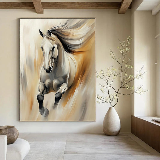 Galloping White Horse for Equestrian - Themed Home & Motivational Office STSC896