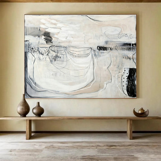 Black - White Line Abstract Art for Industrial - Style Lofts DLZ2458