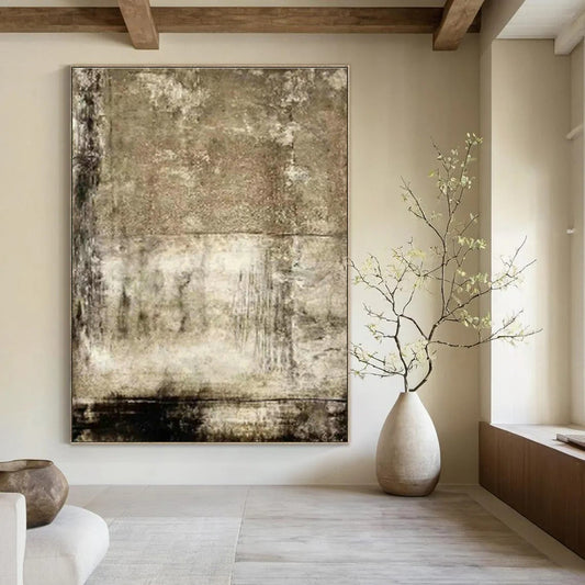 Distressed Earth Tone Art for Rustic Farmhouse Dining Room & Industrial Art Studio DLZ0875