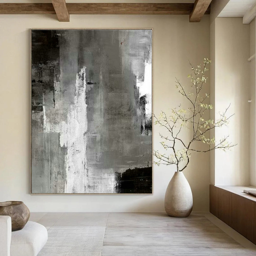 Gray - White Urban Abstract Art for City Apartment Living Room & Architectural Office DLZ2028