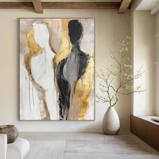 Abstract Human Forms in Neutrals for Scandinavian - Style Bedroom & Contemporary Art Gallery STSC441