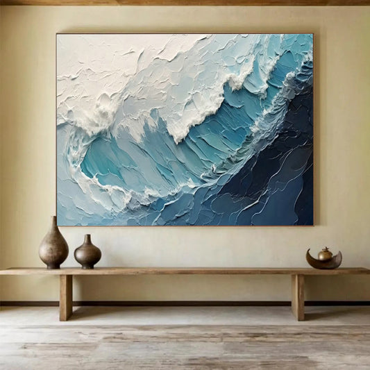 Textured Ocean Wave Art for Coastal Home Living Room Focal Points DLZ3256