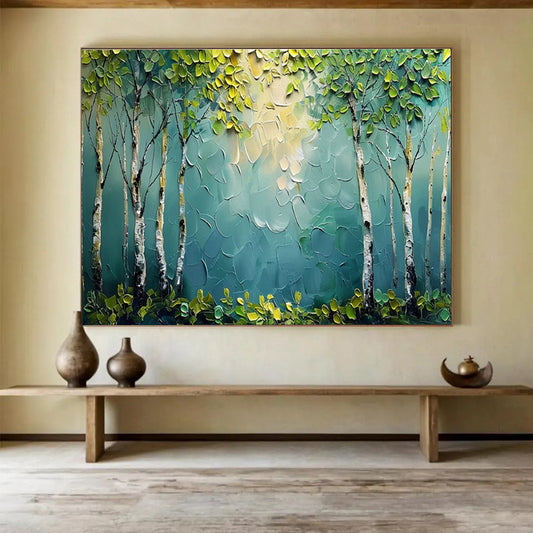 Textured Forest Birch Tree Art for Nature - Loving Home Bedroom Headboards DLZ3212