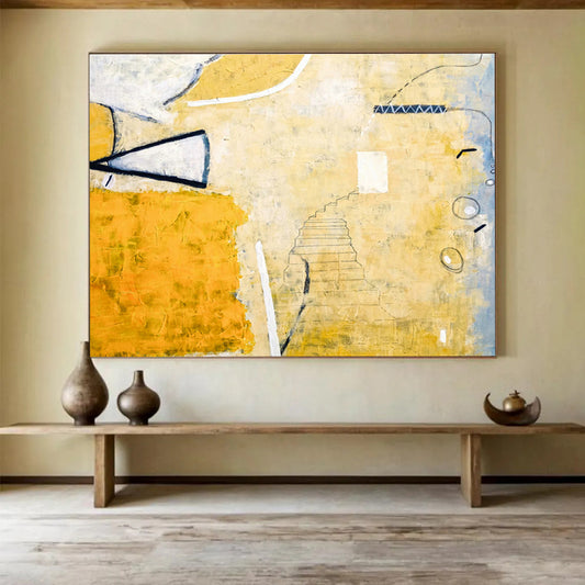 Yellow - Gray Staircase Abstract for Artistic Home Library DLZ2946