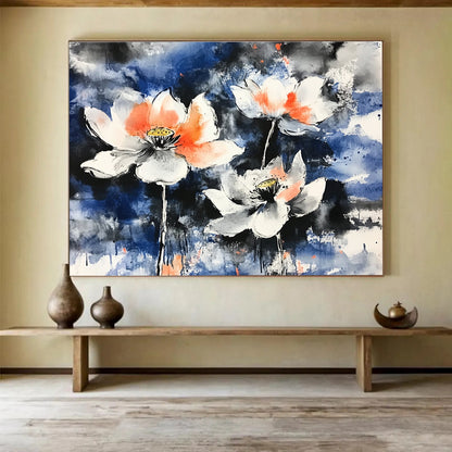 Elegant Lotus Ink Art for Asian - Inspired Home & Zen Spa SC580