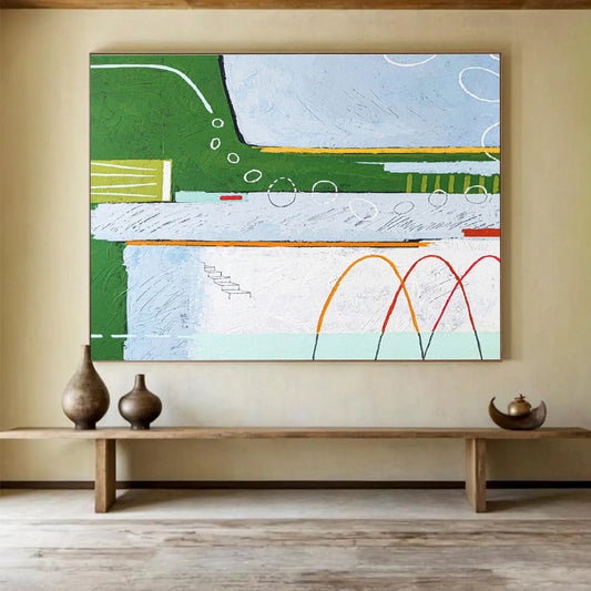 Green - Blue Landscape Abstract for Eco - Friendly Community Center DLZ2949