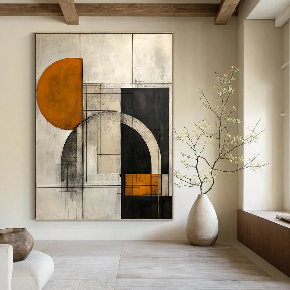 Geometric Orange and Grey Abstract for Industrial - Chic Loft & Modern Design Studio STSC754