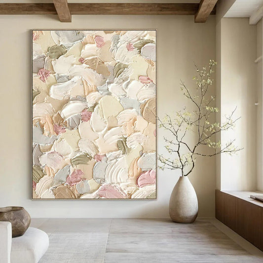 Pink - Green Floral Thick - Paint Art for Shabby - Chic Bedroom & Garden - Themed Tea Parlor DLZ0989