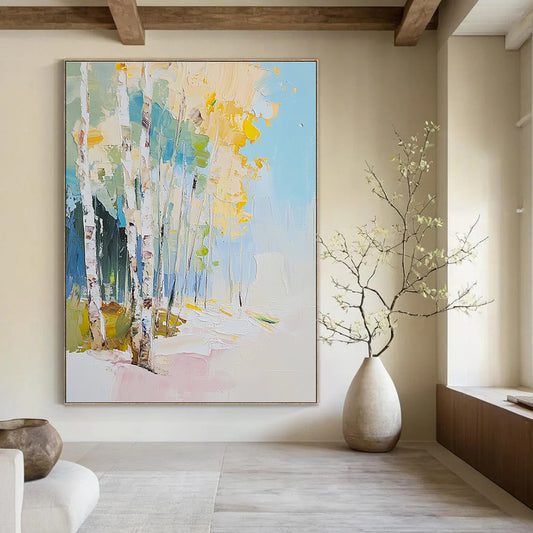 Birch Trees Abstract Landscape for Modern Scandinavian Home & Nature - Inspired Art Gallery STSC180
