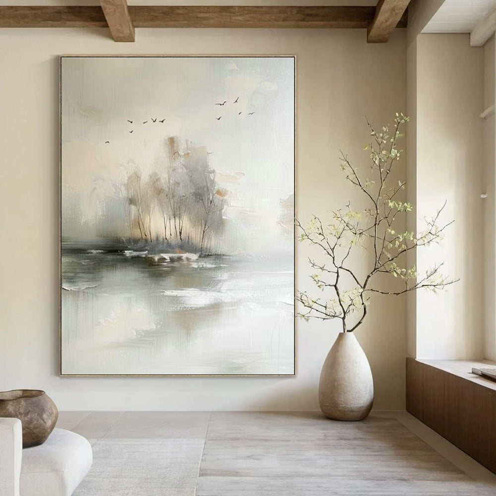 Misty Landscape Abstract Art for Bedroom & Meditation Room DLZ1197