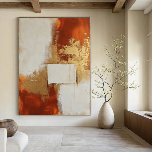 Gold and Rust Abstract for Luxury Hotel Lobby & Art - Themed Dining Room STSC244