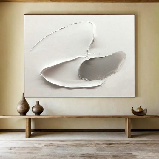 Gray - White Textured Art for Minimalist Bedroom Calm Nooks DLZ3296