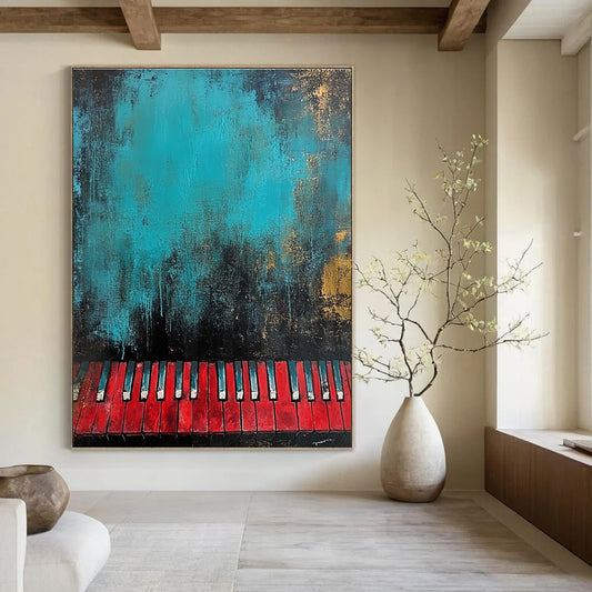 Red Piano Keys on Teal for Music - Themed Café & Art - Loving Home STSC230