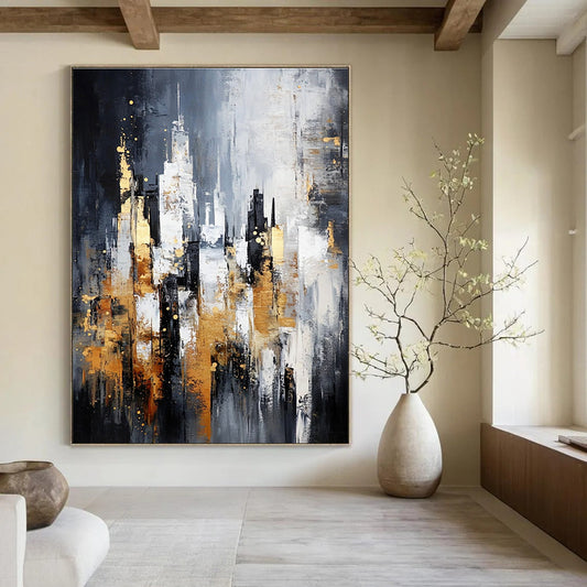 Gray - Gold Cityscape for Luxury Hotel Lobby & Modern Office STSC282
