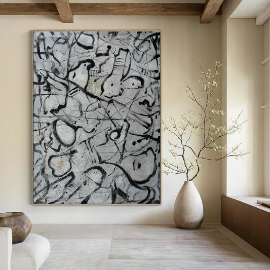 Monochrome Abstract Line Art for Modern Office & Art Gallery DLZ2291