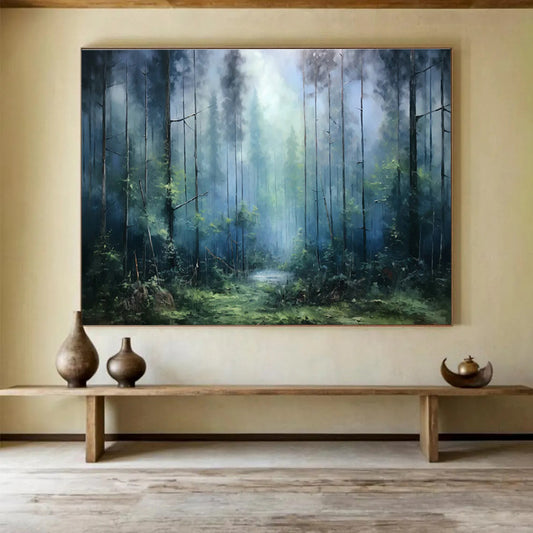 Misty Forest Landscape Art for Nature - Lover’s Cabin Bedroom Walls DLZ3253