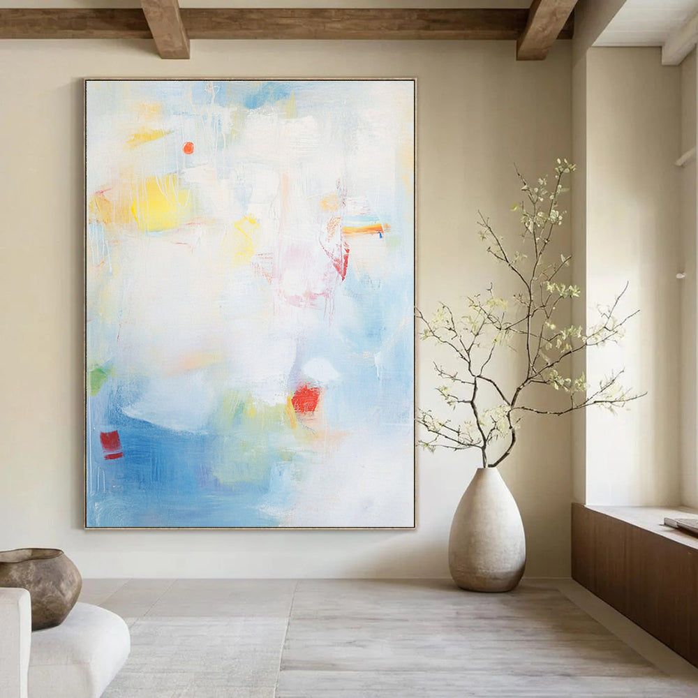 Light Blue and Colorful Abstract for Coastal Home Bedroom & Art Café STSC401