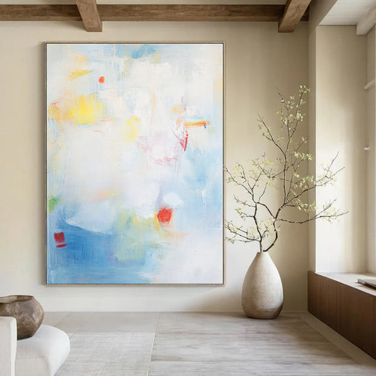 Light Blue and Colorful Abstract for Coastal Home Bedroom & Art Café STSC401