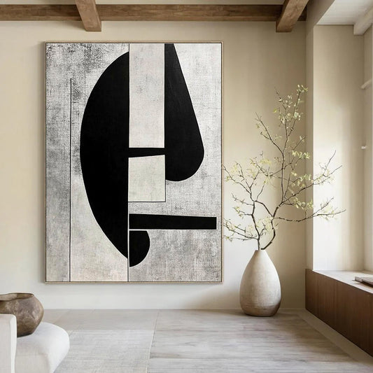Geometric Black and White Abstract for Contemporary Office Lobby & Modern Art Gallery Corridor STSC465