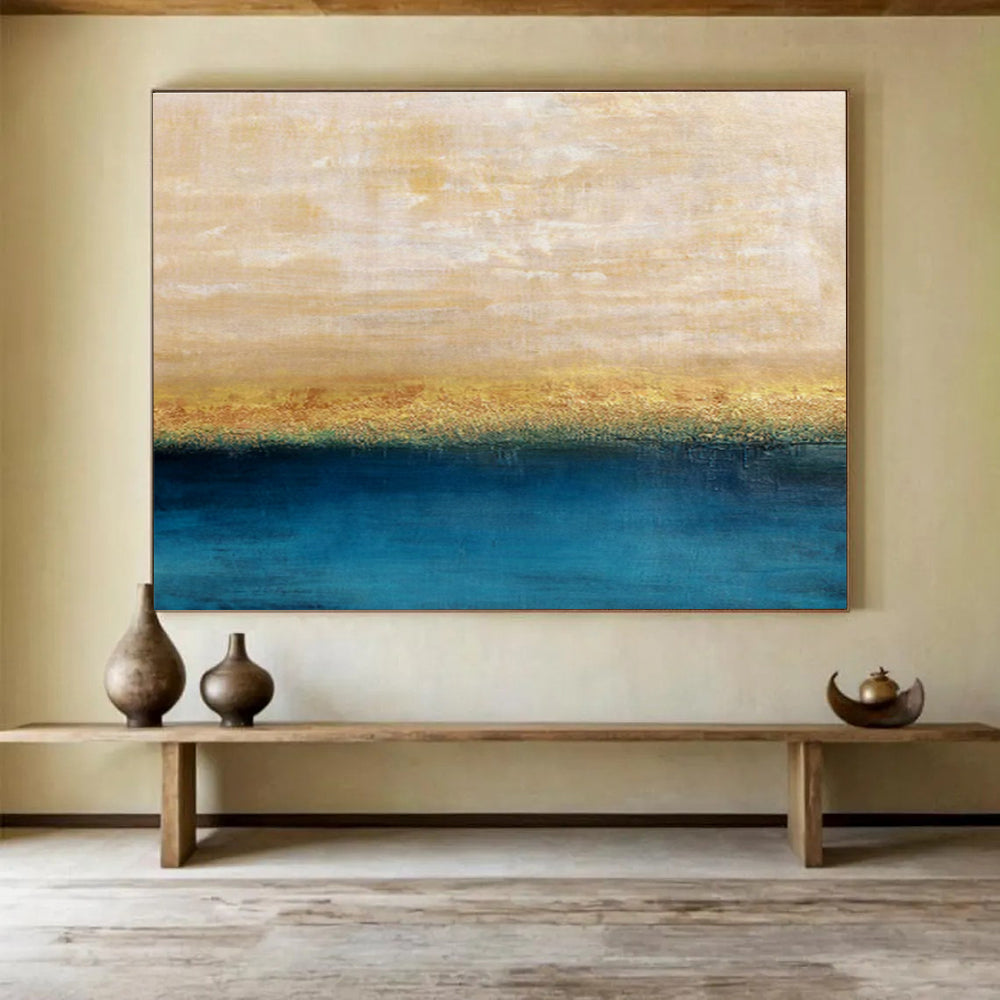 Serene Yellow and Blue Gradient Abstract Art for a Serene Balcony DLZ2401