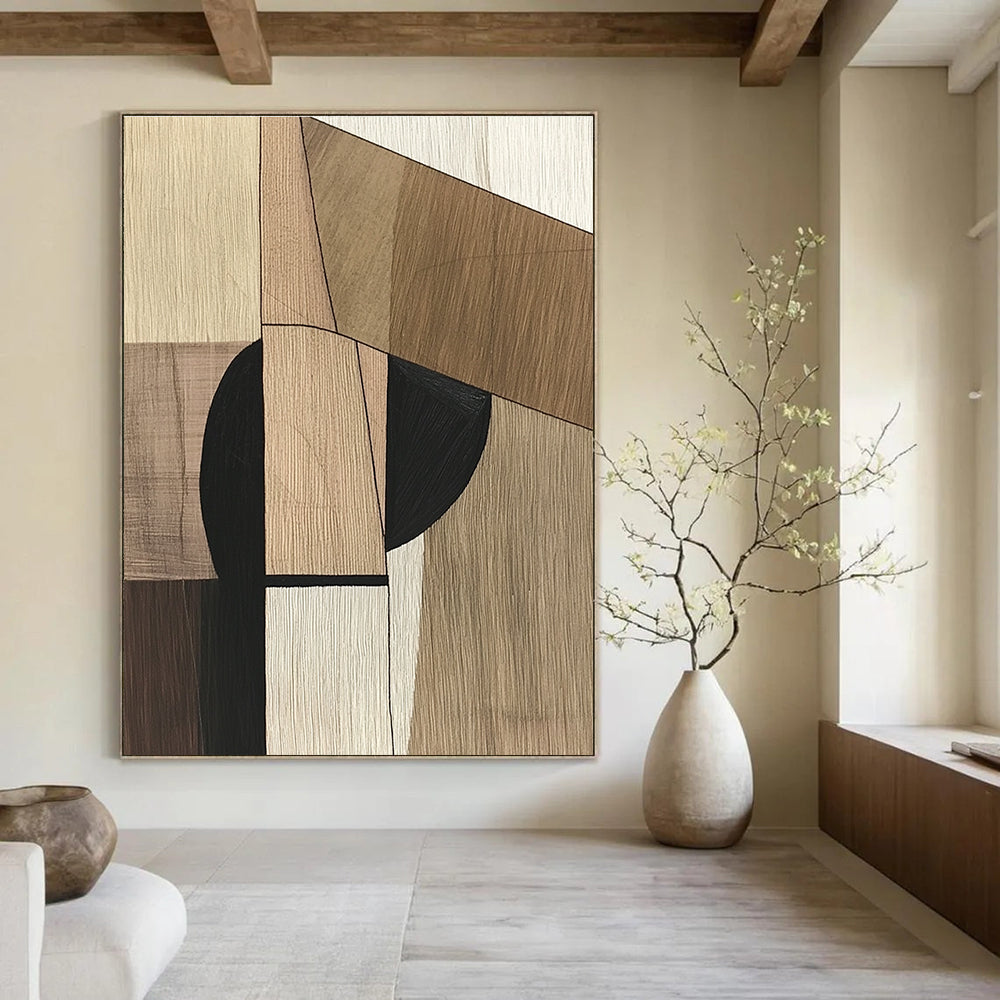 Geometric Wood - Tone Abstract for Mid - Century Modern Home & Minimalist Office STSC541