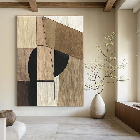 Geometric Wood - Tone Abstract for Mid - Century Modern Home & Minimalist Office STSC541