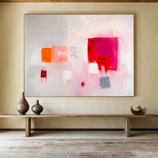 Pink - Toned Abstract with Text Art for Bohemian - Style Bedroom & Creative Writing Studio SC242