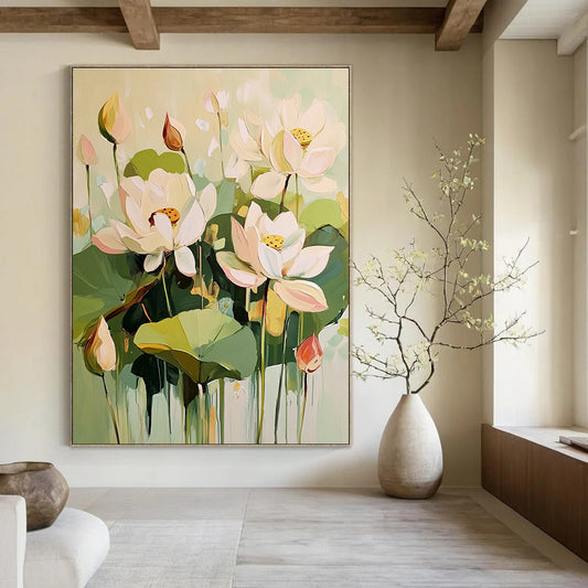 Lotus Flower Abstract for Zen - Inspired Bedroom & Cultural Art Space STSC319