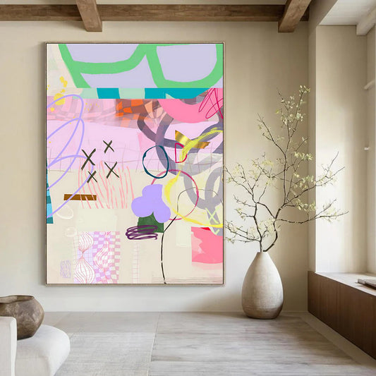Pink - Purple Abstract Art for Boho - Chic Home Bedroom Walls DLZ0098