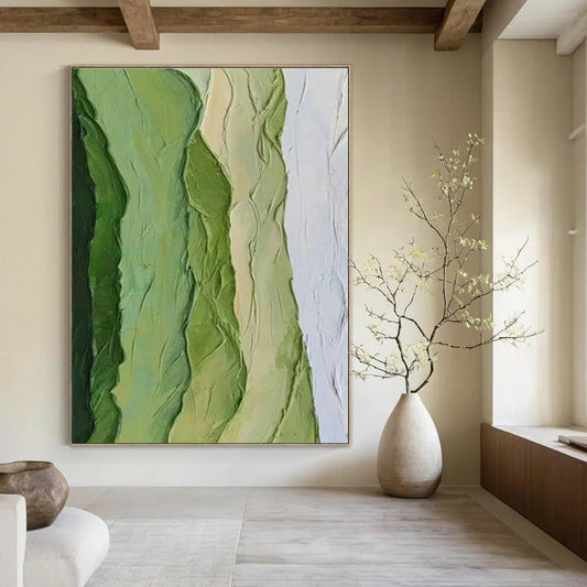 Textured Green Mountain - Inspired Abstract Art for Dining Room & Mountain - View Cottage DLZ1203