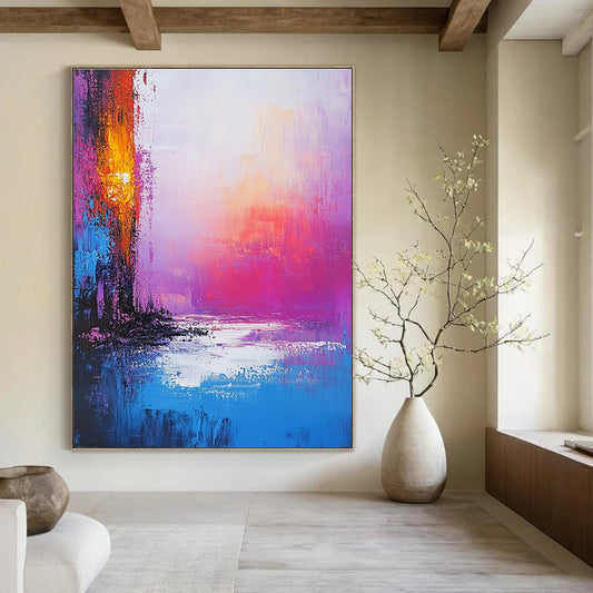 Vibrant Abstract Sunset Landscape for Luxury Hotel Lobby & Home Living Room STSC261