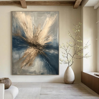 Explosive Blue and Gold Abstract for Luxury Hotel Lobby & Upscale Dining Area STSC644