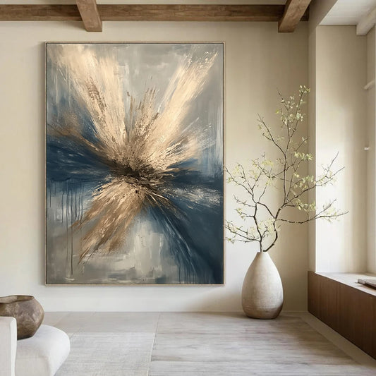 Explosive Blue and Gold Abstract for Luxury Hotel Lobby & Upscale Dining Area STSC644