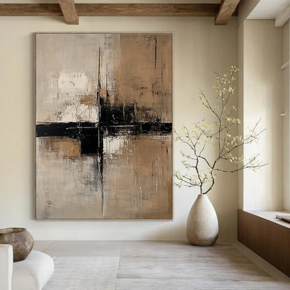 Beige and Black Abstract for Sophisticated Home Library & Modern Art Gallery STSC238