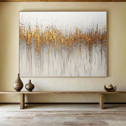 Gold - Accented Abstract Art for Luxury Hotel Lobby & Modern Home Dining Room SC209